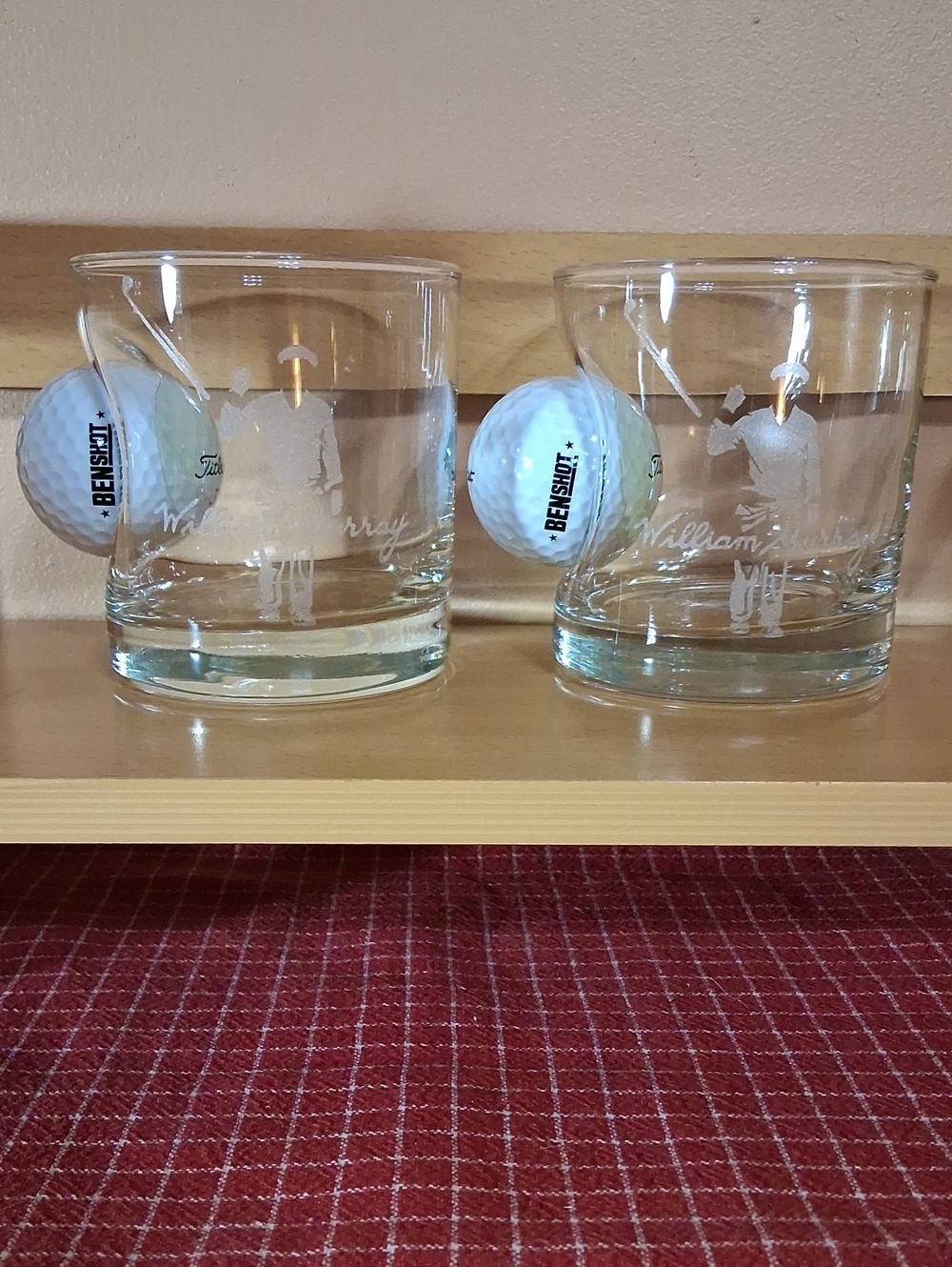 Titleist William Murray Whiskey Glasses With Embedded White Golf ⛳️ Balls. Set 2